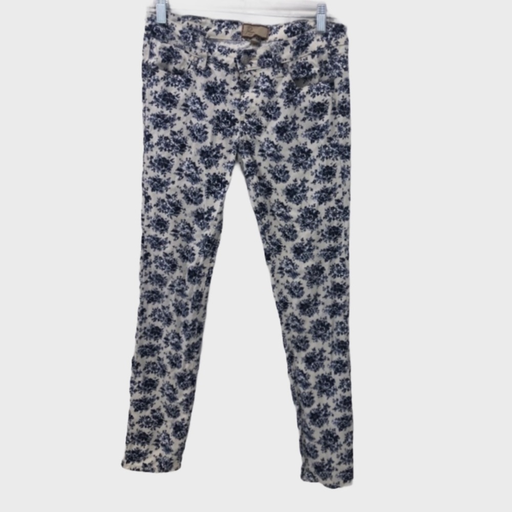 PAIGE Jeans Peg Skinny Floral Cream Blue